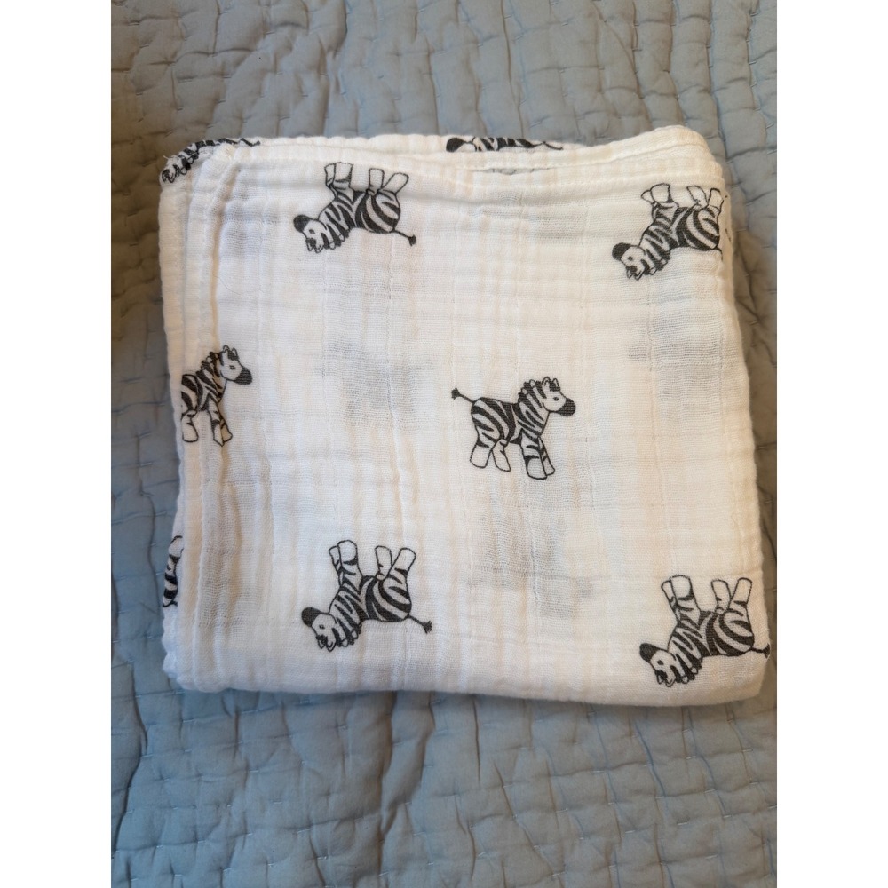 Amazing Baby Zebra Print Cotton Muslin Swaddle Blanket White Black CWB-01